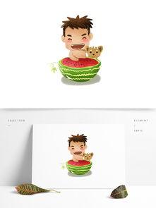 全民吃瓜图片插画,插画描绘的欢乐时光